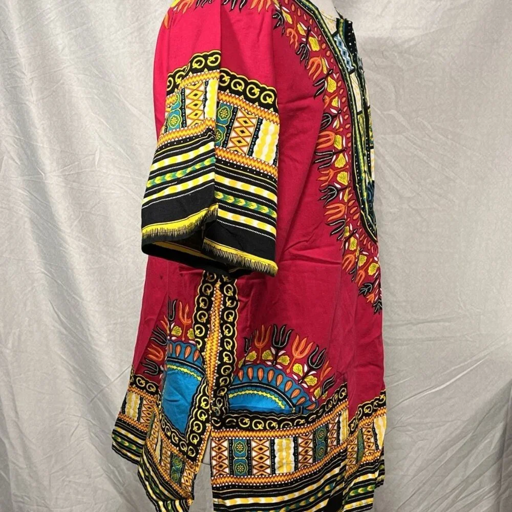 KlukKool Dashiki Shirt Mens XL African Tribal Print Short Sleeve Tunic - Picture 2 of 13